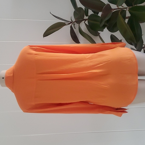 Express Women's Colared Longsleeve Orange Blouse Top - Picture 3 of 9